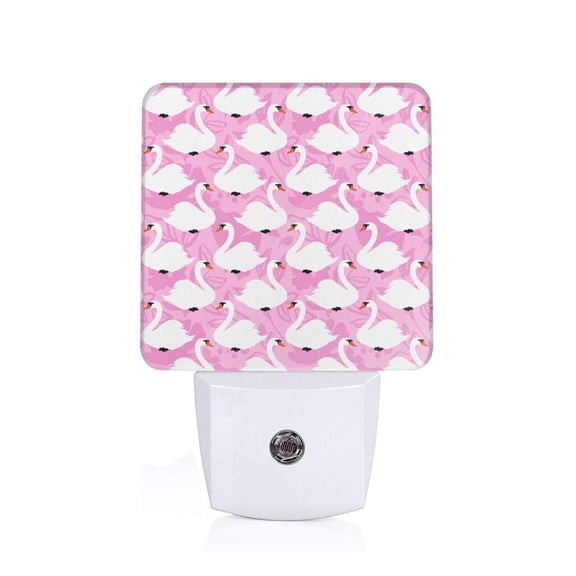 Fuzoiu Beautiful Swans Print Dusk to Dawn LED Night Light with Light Sensor, Energy-Efficient Touch-Safe Night Lamp for Home, Office, and Kids' Rooms-US