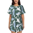 thumbnail image 1 of Fuzoiu Beautiful Whales Print Women's Short-Sleeved Pajama Set,Lounge Sleepwear Set,Womens Pajama Sets 2 Piece,Button-Up Top and Shorts with Pockets-XX-Large, 1 of 7