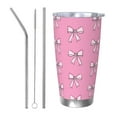thumbnail image 1 of Fuzoiu Beautiful pink bow Print 20oz Tumbler, Stainless Steel Vacuum Insulated Car Cup, Insulated Coffee Mug,Travel Mug with Lid,Thermal Cup for Outdoor-Straw Three-piece Set, 1 of 8