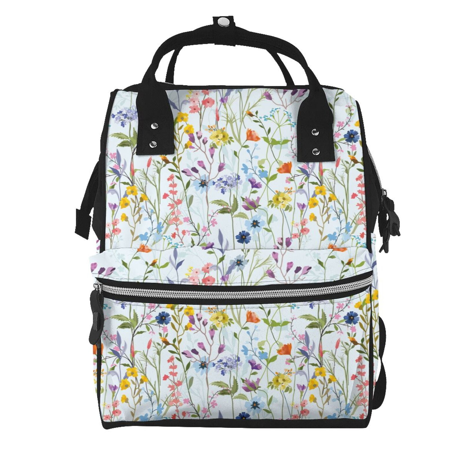 Fuzoiu Beautiful wild flower forest Print Diaper Bag Backpack,Baby Essentials Travel Tote,Multi function Waterproof Diaper Bag, Travel Essentials Baby Bag - Unisex