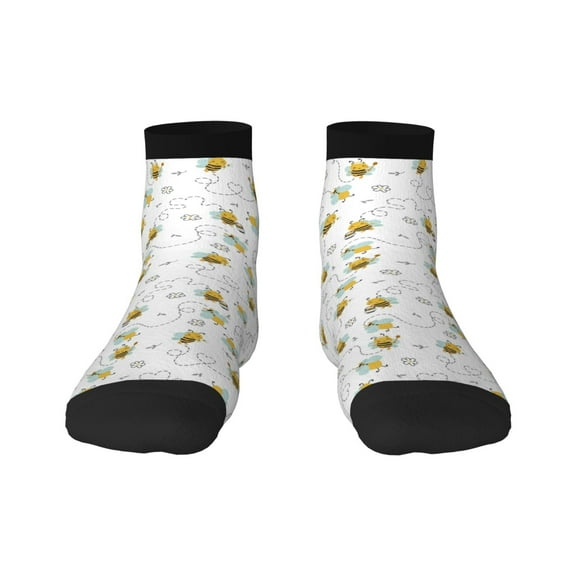 Fuzoiu Bee Print Adult Socks, Crew Moisture-wicking Socks, Unisex Cushion Crew Socks,Casual Sports Ankle Socks