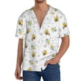 thumbnail image 1 of Fuzoiu Bee Print Men's Casual Short,Men's Short Sleeve Shirt,Mens Casual Button Down Shirts,Cuban Collar Summer Shirt for Beach, Vacation, and Outdoor Activities-XX-Large, 1 of 5