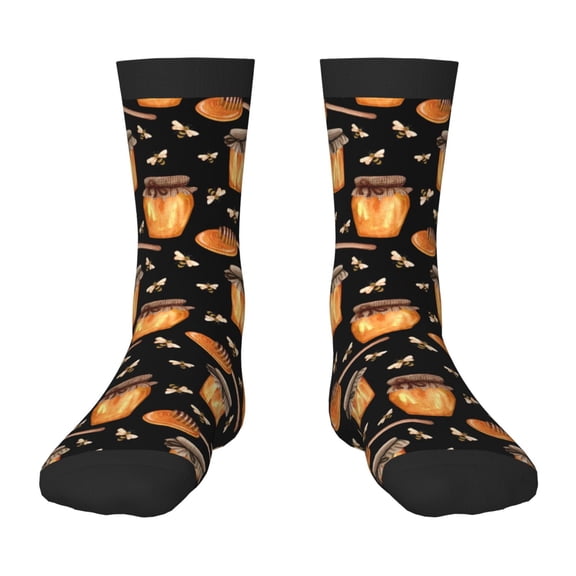 Fuzoiu Bee and Honey Print Kids Socks For Boys Girls,Grip Crew Socks with Non Slip,Lightweight Stretch Crew Socks,Toddlers Crew Boot Socks