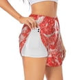 thumbnail image 1 of Fuzoiu Beef Steaks Print Women's Athletic Shorts, Double-Layer Running Shorts with Pocket,Women's Workout Shorts for Yoga, Gym, and Workouts-Large, 1 of 7