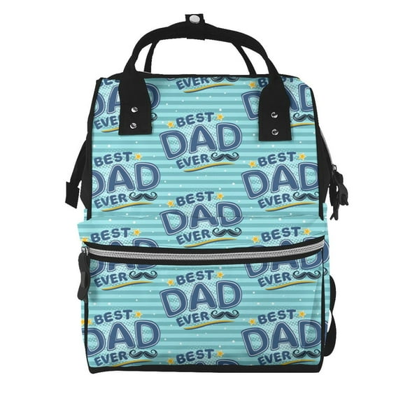 Fuzoiu Best Dad Ever Print Diaper Bag Backpack,Baby Essentials Travel Tote,Multi function Waterproof Diaper Bag, Travel Essentials Baby Bag - Unisex