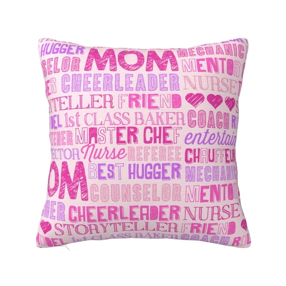 Fuzoiu Best Mom ever Print Square Pillow Cover,Hidden Zipper Design,Luxury Square Pillow Case, Throw Pillow,Couch Cushion-20"x20"