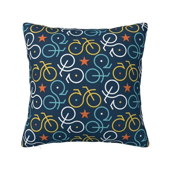 Fuzoiu Bicycle Colorful Print Square Pillow Cover,Hidden Zipper Design,Luxury Square Pillow Case, Throw Pillow,Couch Cushion-16"x16"