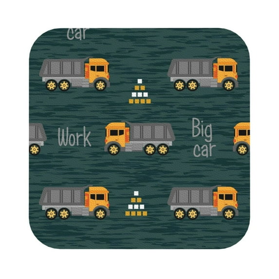 Fuzoiu Big Machine Print Leather Coasters Set,Drink Coasters Set of 6,for Tabletop Protection, Durable PVC Coasters,Home Décor and Housewarming Gift,Square