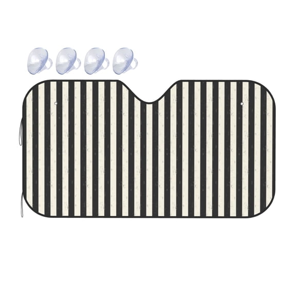 Fuzoiu Black And White Thick Stripes Print Car Windshield Sunshade,Foldable Reflective Sun Visor,Windshield Sun Shade,UV Rays Sun Visor Shade,Auto Front Sun Shield Shade-Small