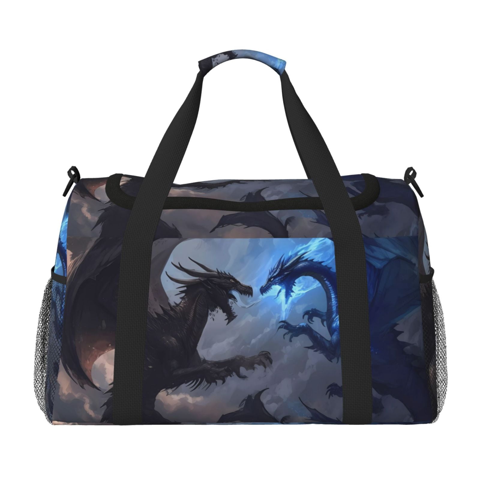 Fuzoiu Black And Blue Lightning Dragon Print Travel Duffle Bag,Carry On Tote Bags,Duffel Bag,Sport Gym Bag, Hospital Bag for Labor and Delivery, Overnight Bag,Luggage Bag