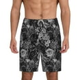 thumbnail image 1 of Fuzoiu Black Cats In A Garden Print Pajama Shorts for Men, Men's Pajama Bottoms,Mens Lounge Sleepwear,Pajama Pants with Pocket-Large, 1 of 6
