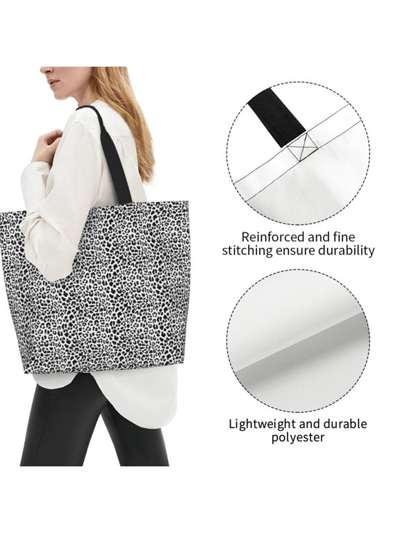 Fuzoiu Black Leopard Print Tote Bags for Women,Shoulder Bag, Gym Tote,Top Handle Ladies Shoulder Bags for Work Beach Travel and Shopping Grocery