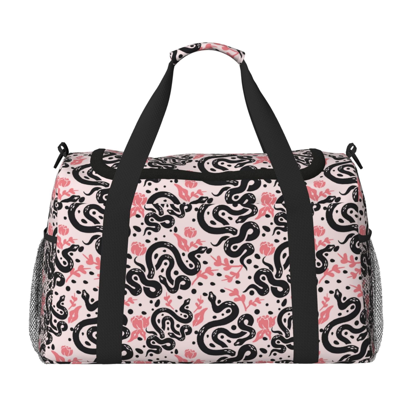 Fuzoiu Black Snake Print Travel Duffle Bag,Carry On Tote Bags,Duffel Bag,Sport Gym Bag, Hospital Bag for Labor and Delivery, Overnight Bag,Luggage Bag
