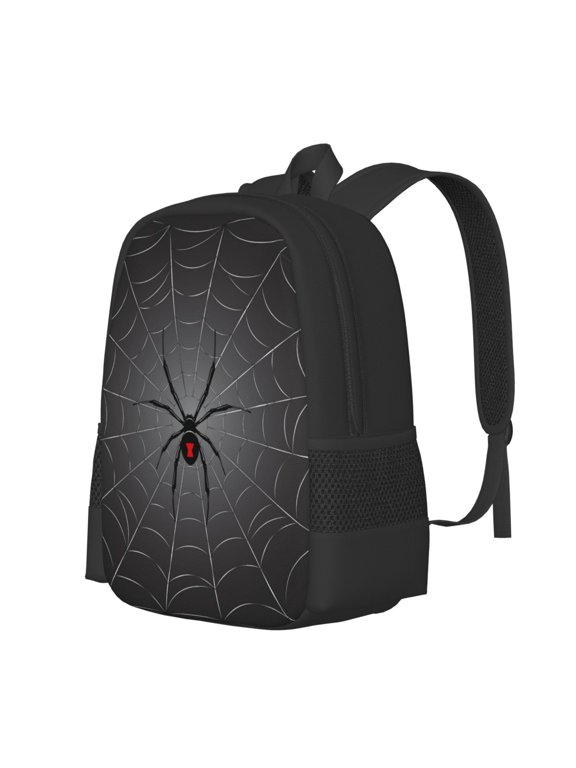 Black Spider On Web Print Large Capacity Backpack,Travel Backpack,Laptop Bag,College School Rucksack Bag,for School, Travel & Outdoor Activities