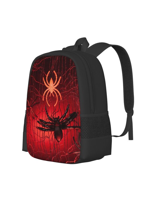 Black Spider Web With Spiders Print Large Capacity Backpack,Travel Backpack,Laptop Bag,College School Rucksack Bag,for School, Travel & Outdoor Activities