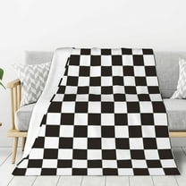 Fuzoiu Black and White Checkerboard Print Flannel Throw Blanket,Light Weight Warm Decorative,Throw Blanket Cover for Sofa, Couch, Bedroom,Travel-