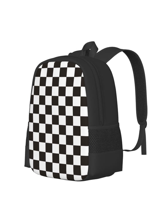 Black and White Checkerboard Print Large Capacity Backpack,Travel Backpack,Laptop Bag,College School Rucksack Bag,for School, Travel & Outdoor Activities