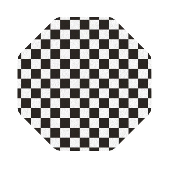 Fuzoiu Black and White Checkerboard Print Leather Coasters Set,Drink Coasters Set of 6,for Tabletop Protection, Durable PVC Coasters,Home Décor and Housewarming Gift,Octagon