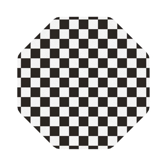 Fuzoiu Black and White Checkerboard Print Leather Coasters Set,Drink Coasters Set of 6,for Tabletop Protection, Durable PVC Coasters,Home Décor and Housewarming Gift,Octagon