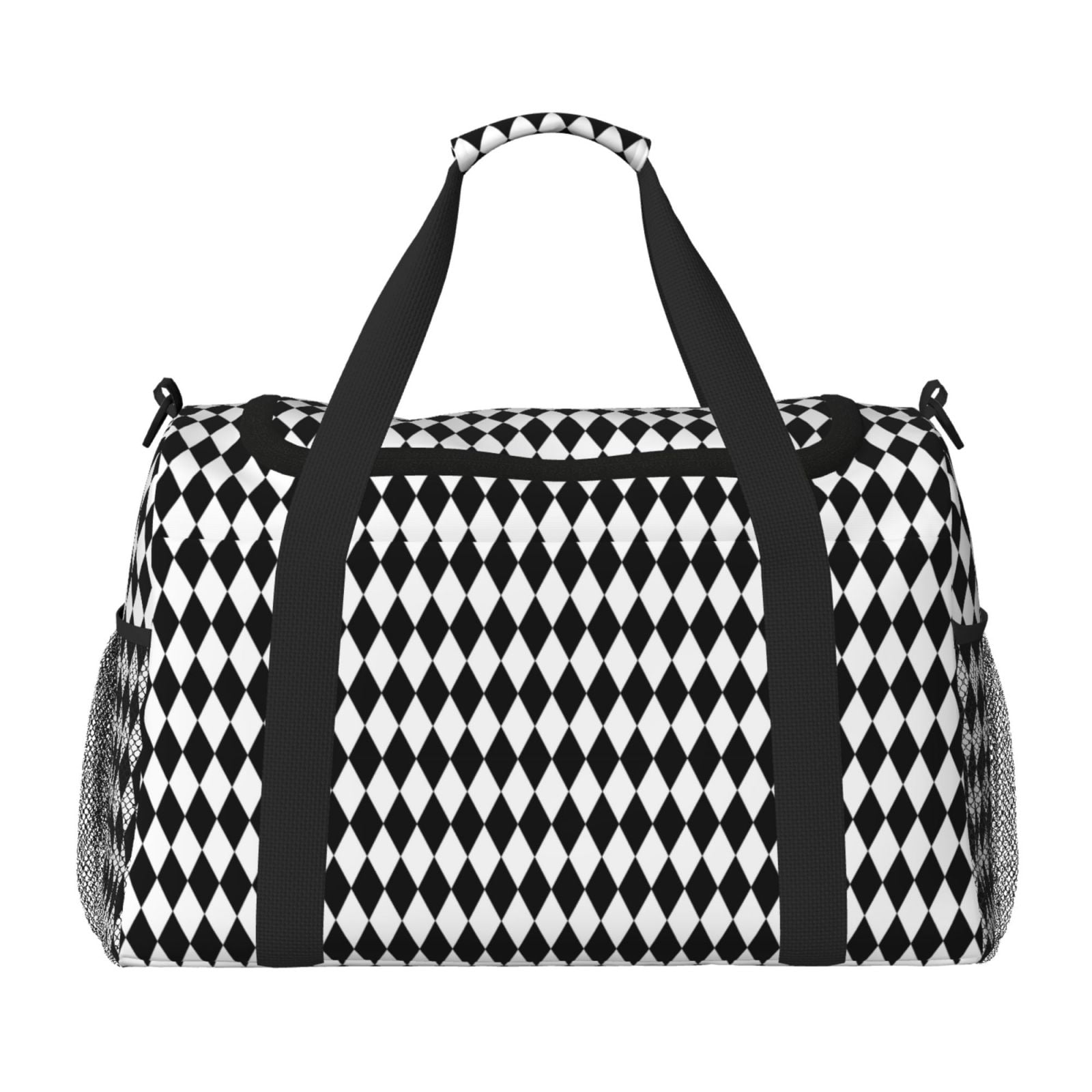 Fuzoiu Black And White Diamonds Print Travel Duffle Bag,Carry On Tote Bags,Duffel Bag,Sport Gym Bag, Hospital Bag for Labor and Delivery, Overnight Bag,Luggage Bag