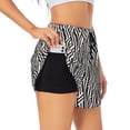 thumbnail image 1 of Fuzoiu Black White Stripes Print Women's Athletic Shorts, Double-Layer Running Shorts with Pocket,Women's Workout Shorts for Yoga, Gym, and Workouts-X-Large, 1 of 7