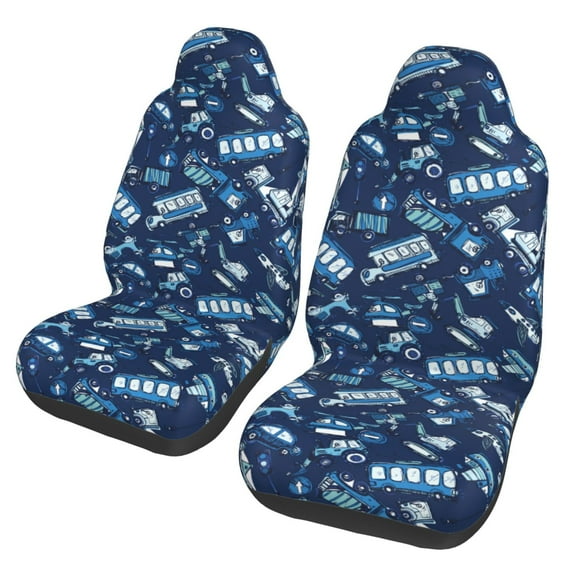Fuzoiu Blue Bus Print Seat Covers Set, Car Seat Covers Front Seats, Car Seat Protector, Car Seat Cushion, Seat Covers Carseat Cover Universal Fit for Most Cars