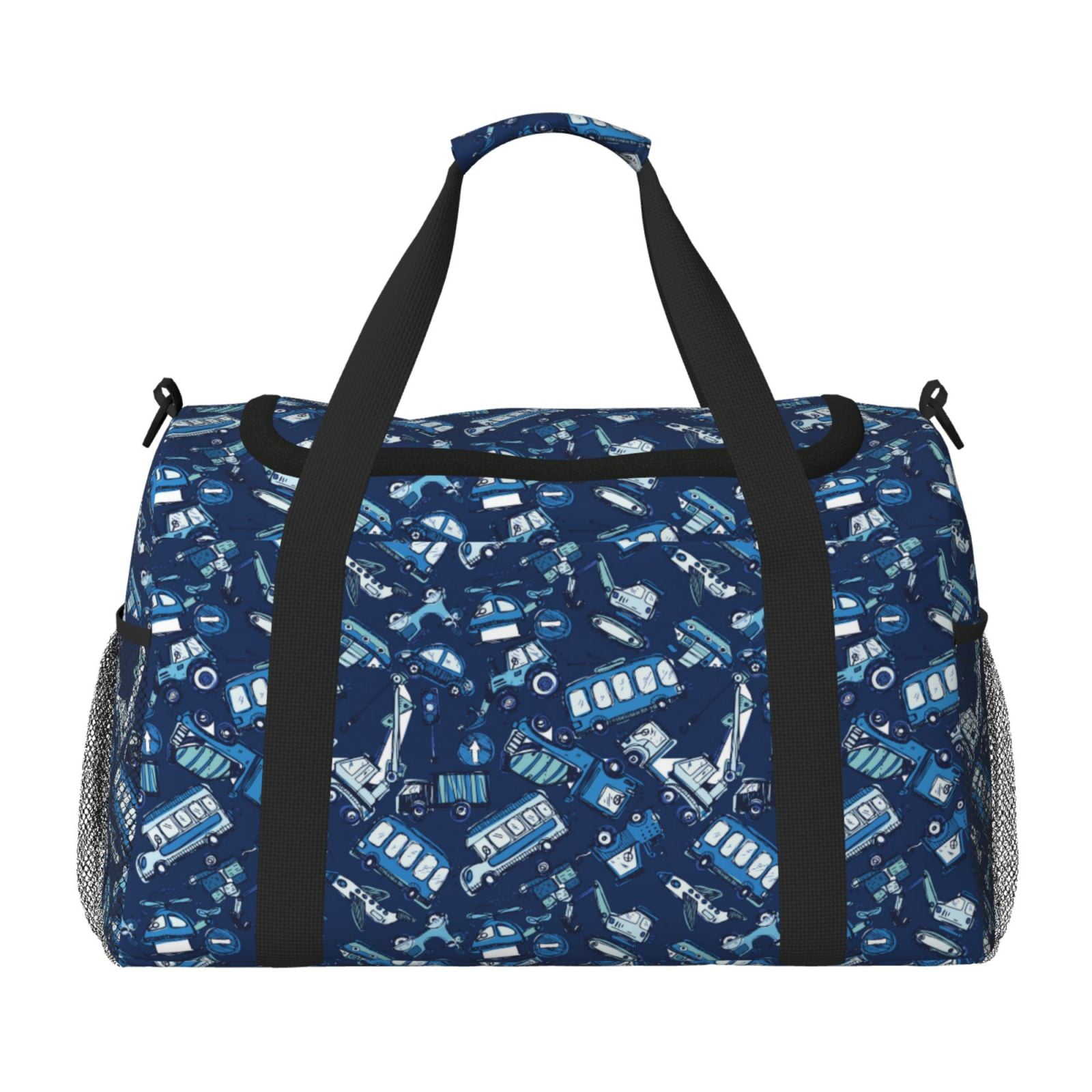 Fuzoiu Blue Bus Print Travel Duffle Bag,Carry On Tote Bags,Duffel Bag,Sport Gym Bag, Hospital Bag for Labor and Delivery, Overnight Bag,Luggage Bag