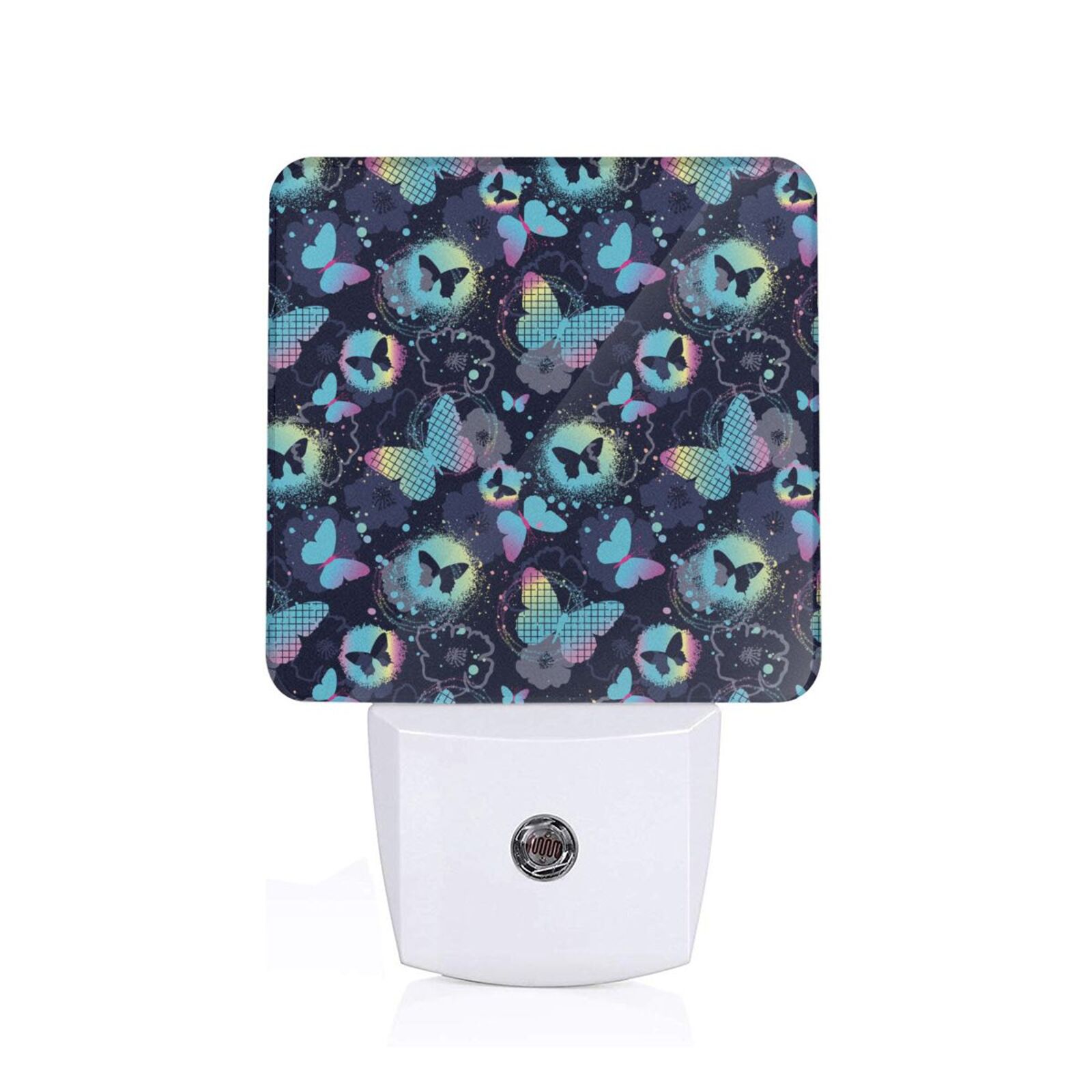 Fuzoiu Blue Butterfly Print Dusk To Dawn LED Night Light With Light Fuzoiu Blue Butterfly Print Dusk To Dawn LED Night Light With Light