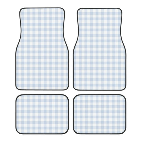 Fuzoiu Blue Checkboard Print Carpet Floor Mats for Car,Car Foot Mat Set,Universal Fit 4 Piece Mat Pad Set,Fits Most Cars Trucks Vans Sedans SUV Auto Carpet Mat Se