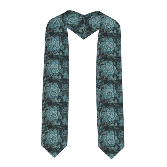 Fuzoiu Blue Color Cactus Print Graduation Sash,Graduation Stole,Unisex Adult Graduation Stole Shawl 91" Long,for Academic Commencements Shawl-Sharp Corner