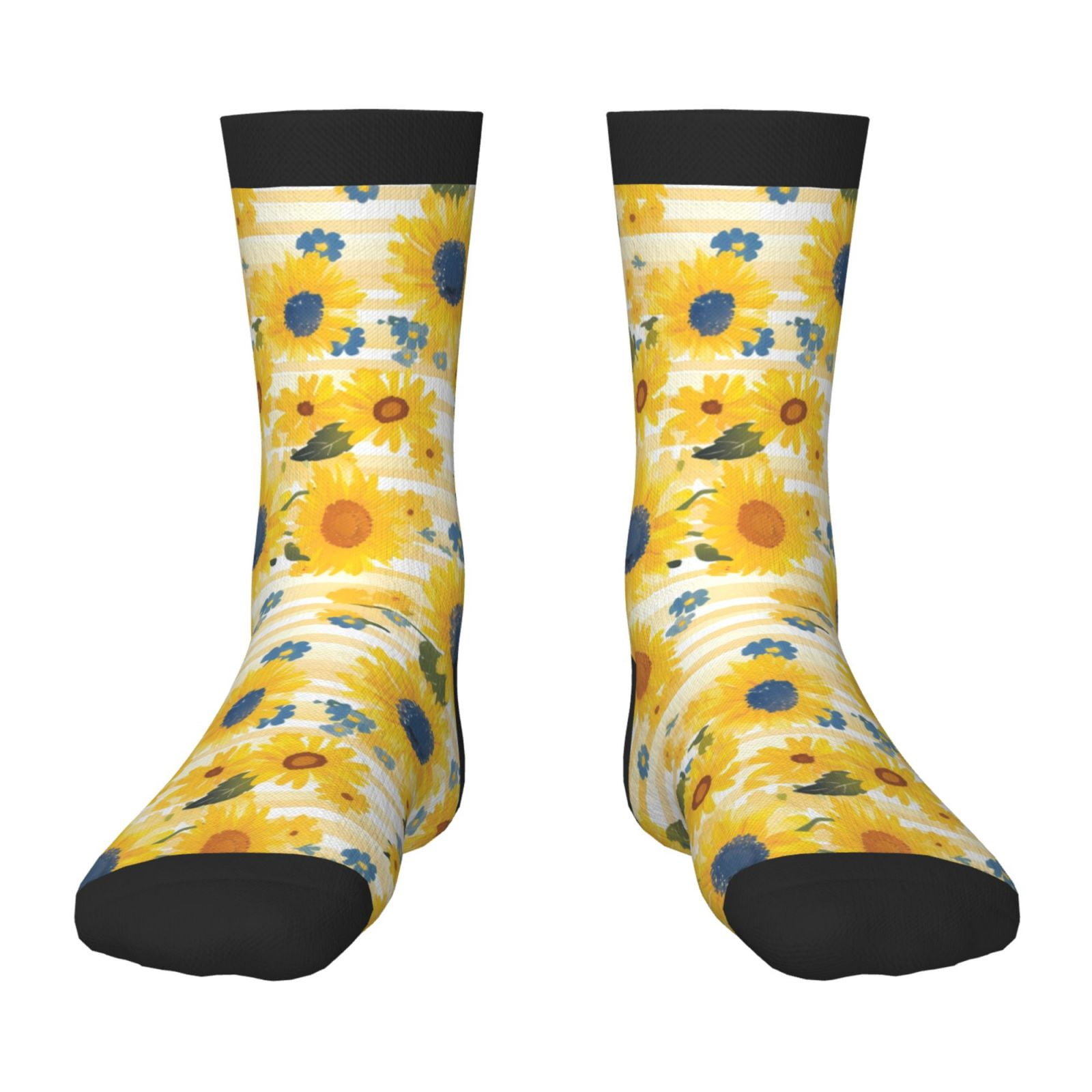 Fuzoiu Blue Floral Sunflower Print Kids Socks For Boys Girls,Grip Crew ...