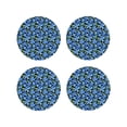 thumbnail image 1 of Fuzoiu Blue Flowers Print Leather Coasters Set,Drink Coasters Set of 4,for Tabletop Protection, Durable PVC Coasters,Home Décor and Housewarming Gift-Round Shape, 1 of 6