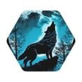 thumbnail image 1 of Fuzoiu Blue Full Moon Wolf Print Leather Coasters Set,Drink Coasters Set of 6,for Tabletop Protection, Durable PVC Coasters,Home Décor and Housewarming Gift,Hexagon, 1 of 7