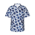 thumbnail image 1 of Fuzoiu Blue Ink Flowers Print Hawaiian Shirt for Men, Summer Beach Casual Short Sleeve Button Down Shirts, Men’s Beach Summer Shirts with Pocket,XX-Large, 1 of 7
