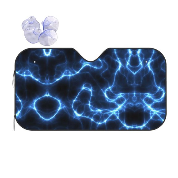 Fuzoiu Blue Lightning Print Car Windshield Sun Shade,Block Uv Rays Sunshade,Foldable Front Window Sun Visor Protector for Car,SUV,Truck-Keep Vehicle Cool-Blue Lightning