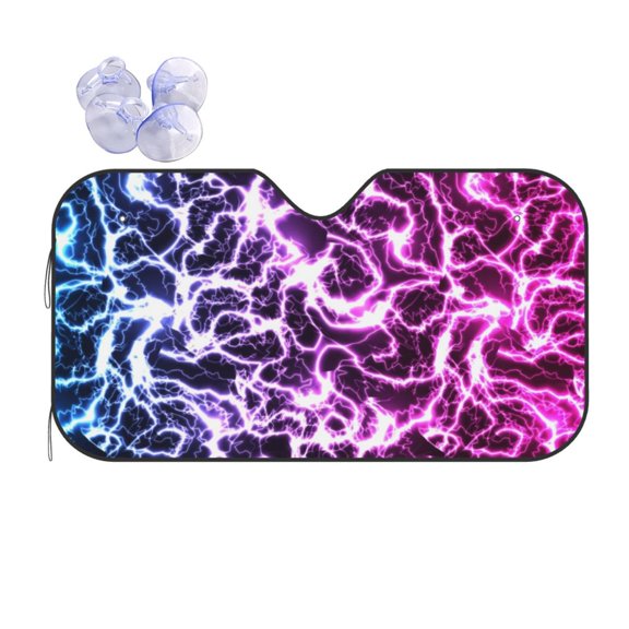 Fuzoiu Blue Lightning Print Car Windshield Sun Shade,Block Uv Rays Sunshade,Foldable Front Window Sun Visor Protector for Car,SUV,Truck-Keep Vehicle Cool-Blue Lightning