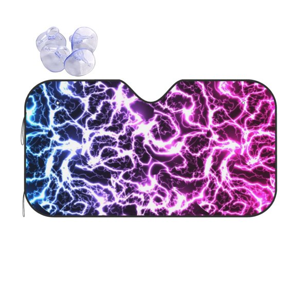 Fuzoiu Blue Lightning Print Car Windshield Sun Shade,Block Uv Rays Sunshade,Foldable Front Window Sun Visor Protector for Car,SUV,Truck-Keep Vehicle Cool-Blue Lightning