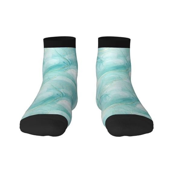 Fuzoiu Blue Marble Print Adult Socks, Crew Moisture-wicking Socks, Unisex Cushion Crew Socks,Casual Sports Ankle Socks