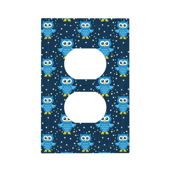 Fuzoiu Blue Owl Print Single Duplex Outlet Cover Plate, Light Switch Cover, for Receptacle Light Switch, Switch Cover Decorative Wallplate-Style S