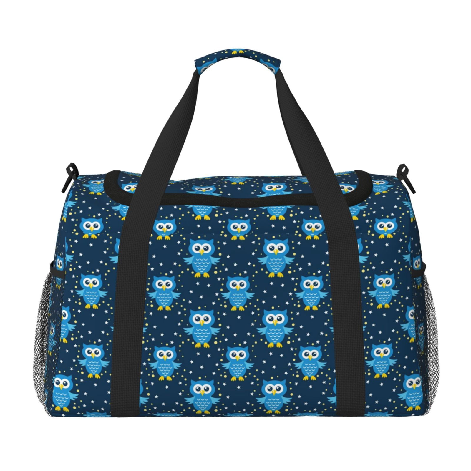 Fuzoiu Blue Owl Print Travel Duffle Bag,Carry On Tote Bags,Duffel Bag,Sport Gym Bag, Hospital Bag for Labor and Delivery, Overnight Bag,Luggage Bag