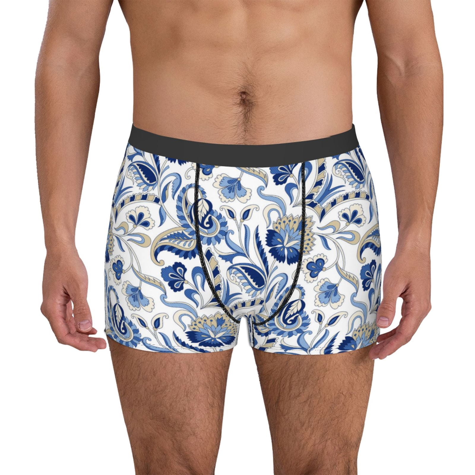 Ultra breathable paisley print boxer briefs for men