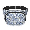 thumbnail image 1 of Fuzoiu Blue Paisley Print Unisex Square Double Layer Waist Bag,Crossbody Fanny Pack Travel Workout Accessory, 1 of 9