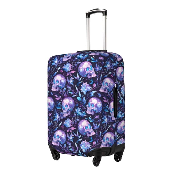 Fuzoiu Blue Skull Crystal Print Suitcase Cover,Washable Luggage Covers for Suitcase,Elastic Luggage Protector Cover,Scratch Resistant Travel Suitcase Covers-Small