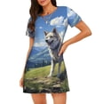 thumbnail image 1 of Fuzoiu Blue Sky Dog Print Women Nightgowns, Soft Comfy Lightweight Short Sleeves Sleepwear,Crew Neck Loungewear, 1 of 6