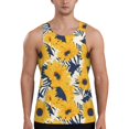 thumbnail image 1 of Fuzoiu Blue Striped Sunflower Print Men's Workout Tank Tops,Sleeveless Gym Shirt Quick Dry,Fitness Bodybuilding T-Shirt,Muscle Athletic Workout Tee-3X-Large, 1 of 7