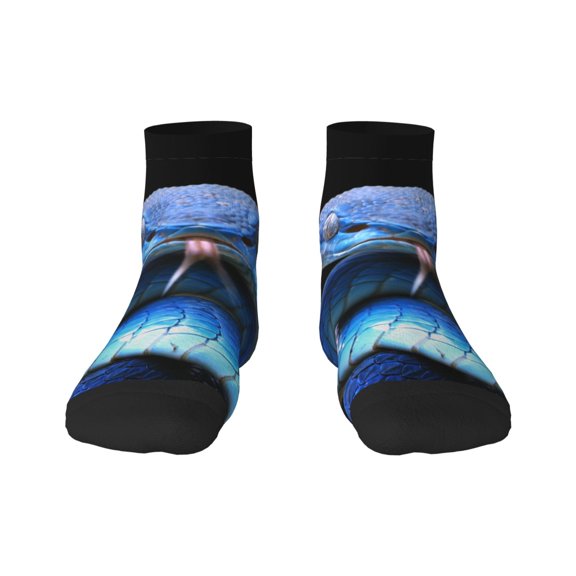Fuzoiu Blue Viper Snake 2 Print Adult Socks, Crew Moisture-wicking Socks, Unisex Cushion Crew Socks,Casual Sports Ankle Socks