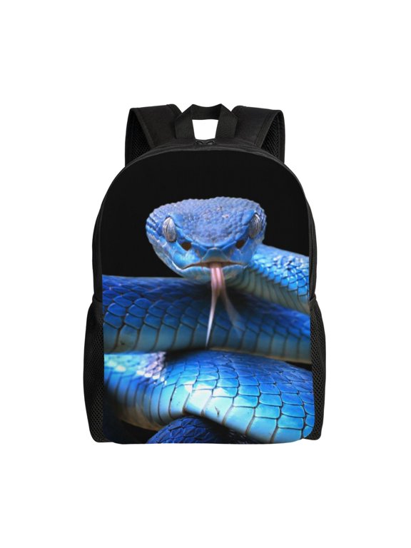 Blue Viper Snake Print Laptop Backpack,Work Business Backpacks, Large Capacity Nurse Bag College Bookbag for School, Waterproof Casual Daypack for Travel