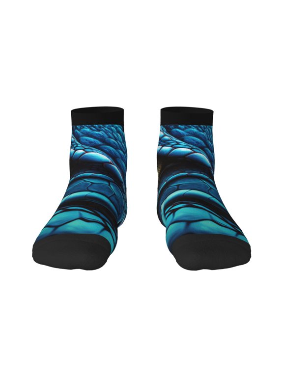 Blue Viper Snake Closeup Face Print Adult Socks, Crew Moisture-wicking Socks, Unisex Cushion Crew Socks,Casual Sports Ankle Socks