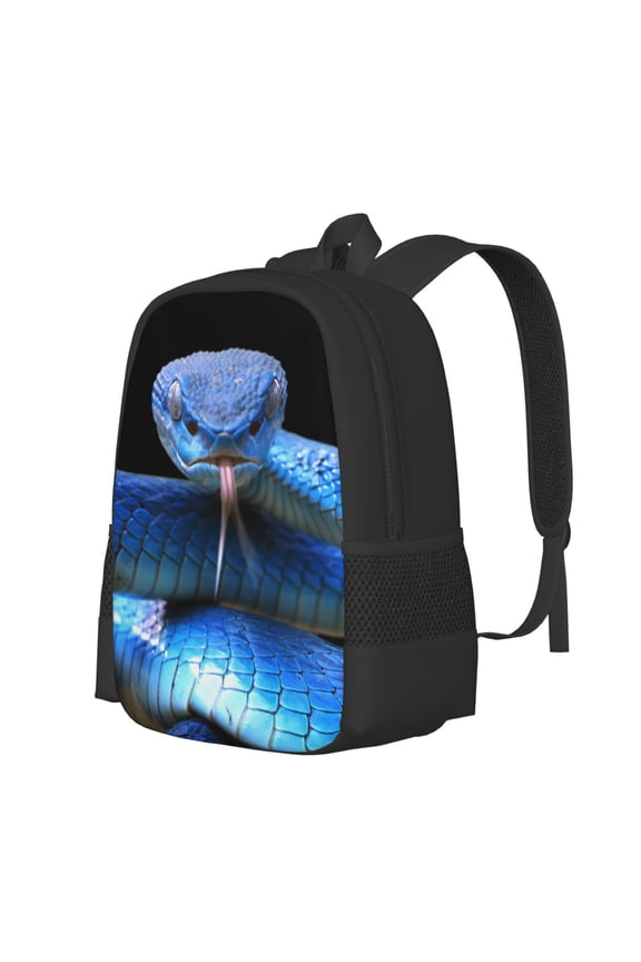 Blue Viper Snake Print Large Capacity Backpack,Travel Backpack,Laptop Bag,College School Rucksack Bag,for School, Travel & Outdoor Activities