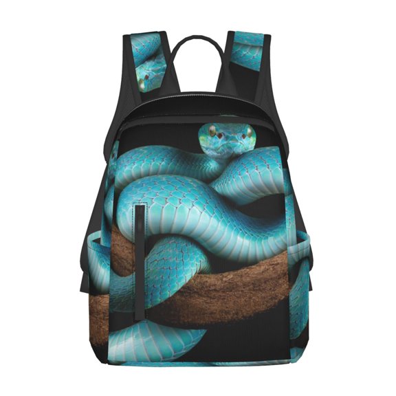 Fuzoiu Blue Viper Snake Print Lightweight Daypack,Weekender Bag for Men and Women, Travel Backpack with Padded Straps for School, Travel & Work